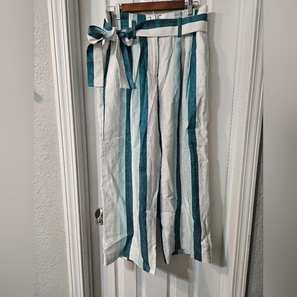 NWT J.Crew Paper-bag linen pant in cabana stripe - Picture 2 of 7